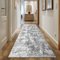 2'x6' Runner Rug for Hallway, NovDeco Washable Indoor Rug Neutral Abstract Light Gray, Low Pile & Stain Resistant Carpet for Kitchen Bedside Laundry